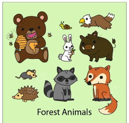 有趣的卡通森林动物