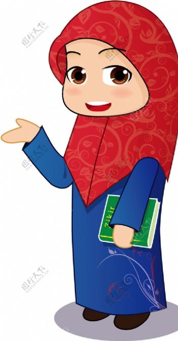 卡通伊斯兰少女矢量素材