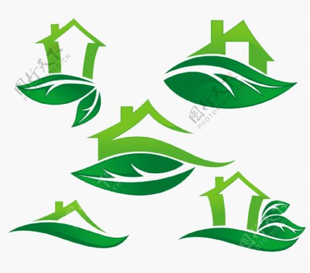 绿色环保房子房地产logo