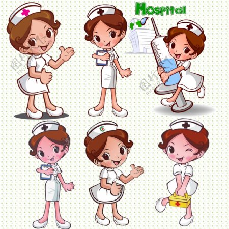 日常护士白色医院卡通