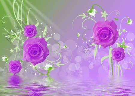 3D梦幻紫色玫瑰
