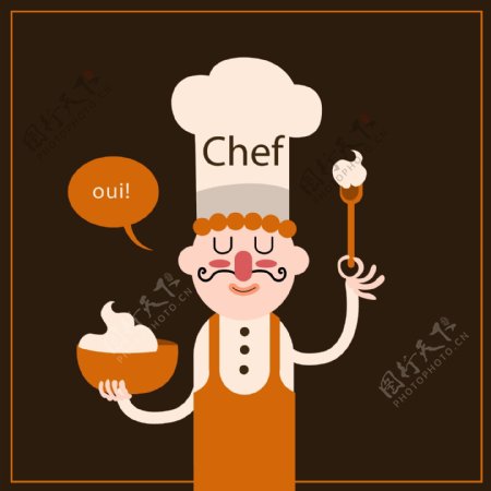 卡通烹饪菜肴的厨师