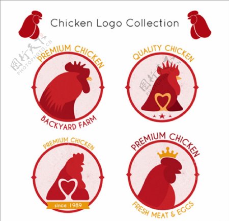 一组鸡肉标志标识LOGO