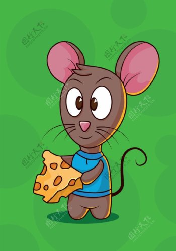 卡通吃奶酪的老鼠