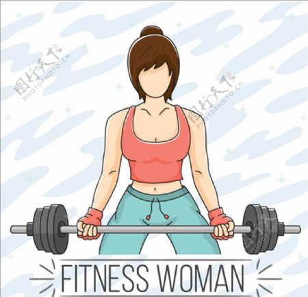 卡通女子减肥健身健美海报