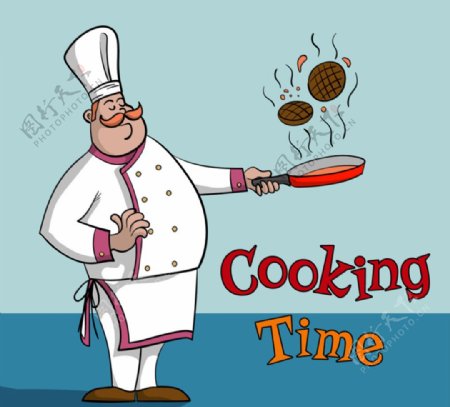 卡通烹饪中的厨师