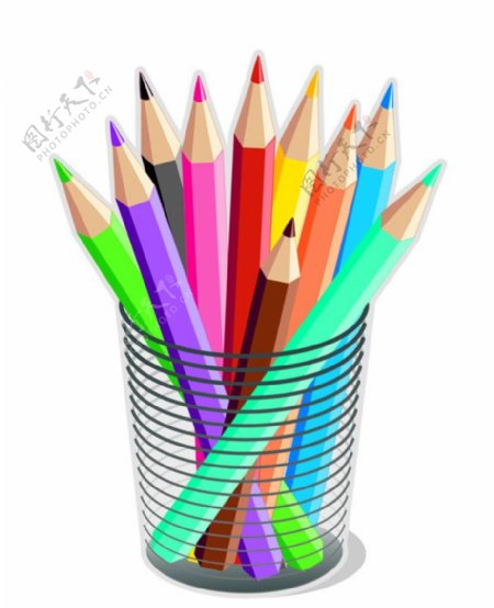 五颜六色的彩色铅笔矢量