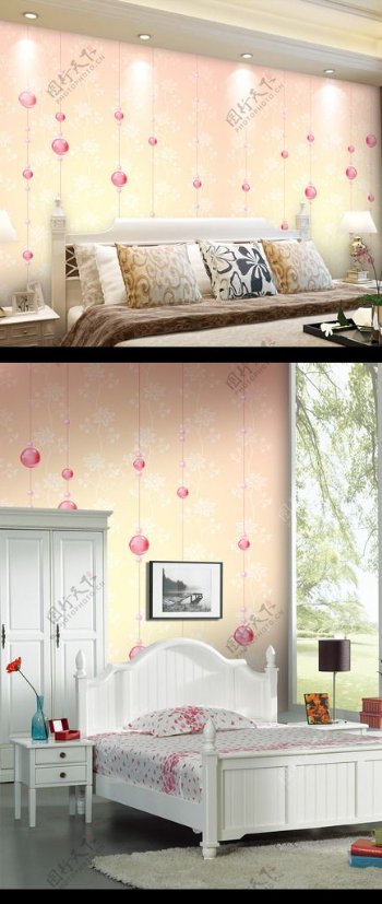 粉色琉璃珠墙纸壁纸背景墙