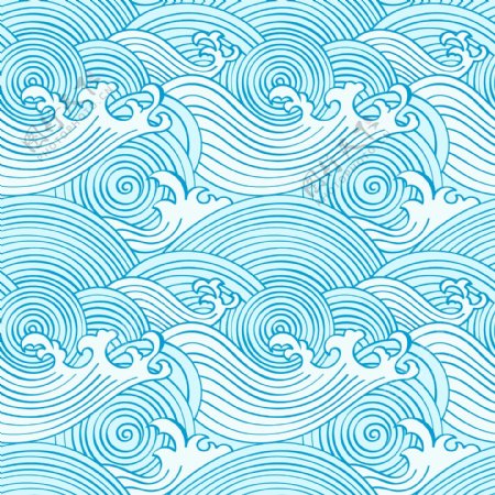 蓝色海浪花纹矢量素材