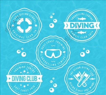 五款潜水培训俱乐部标识
