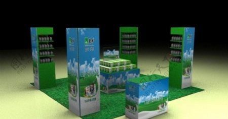 蒙牛2010年白奶元素店中店3D效果图