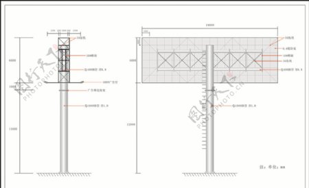 户外高炮广告牌施工图