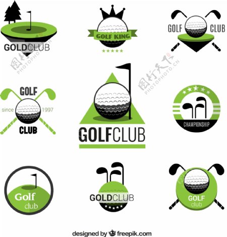 9款精致高尔夫俱乐部标签矢量图