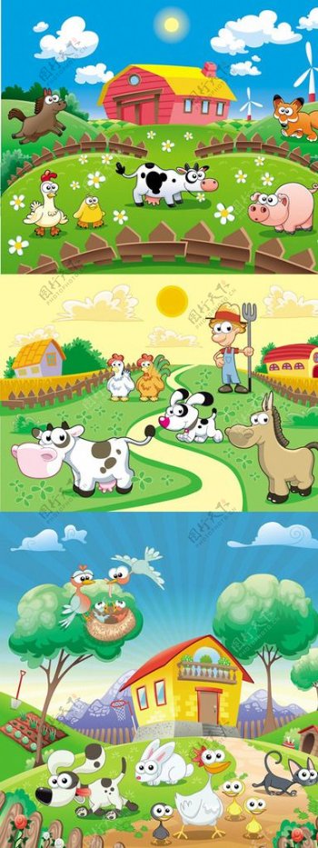 卡通农场矢量动物家园