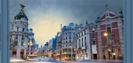 马德里黄昏街景