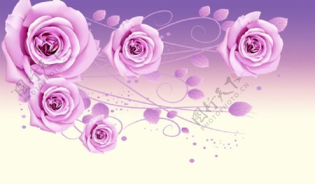 温馨紫色玫瑰素材分层