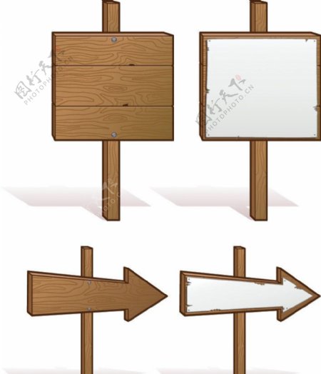 木板指示牌矢量素材