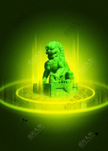 绿色石雕狮子