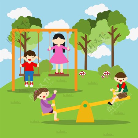 儿童节快乐在公园玩耍的孩子