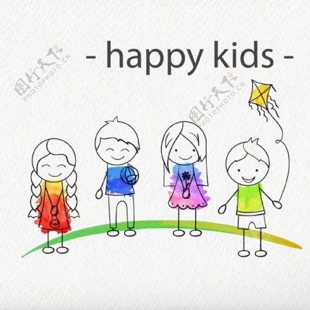 手绘水彩儿童节快乐海报