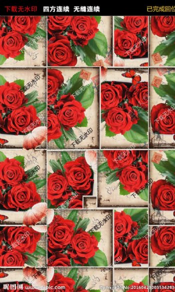 玫瑰花邮票拼图