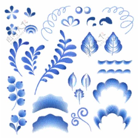 青花瓷花纹中国风典雅花型设计