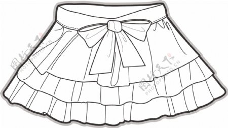三层蛋糕裙小宝宝服装是设计素材线稿矢量