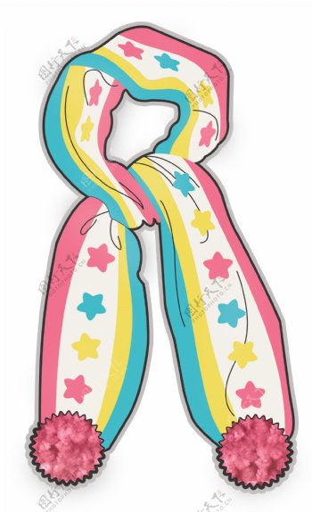 五角星围巾女宝宝服装设计彩色原稿矢量素材