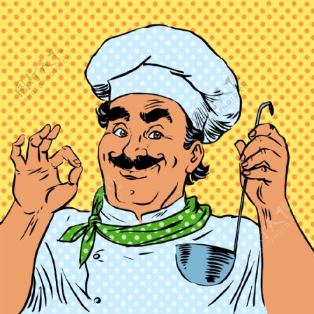厨师欧美卡通海报漫画风格人物矢量素材