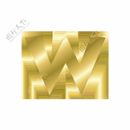 金色字母W元素