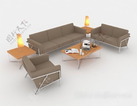 现代简约浅棕色组合沙发3d模型下载