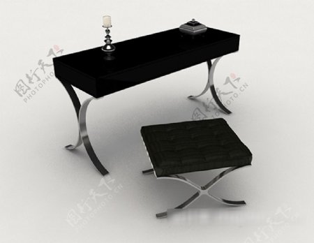 现代个性黑色桌椅组合3d模型下载