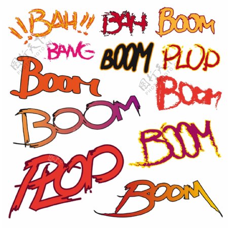 漫画式爆炸boom英文字母