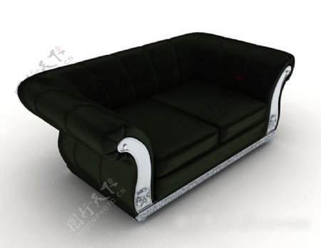 深绿色双人沙发3d模型下载