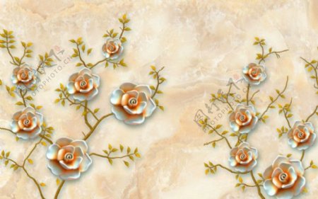 玉雕花朵背景图片