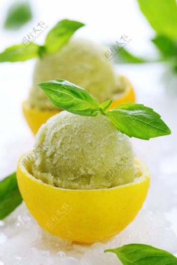 柠檬冰淇淋摄影图片