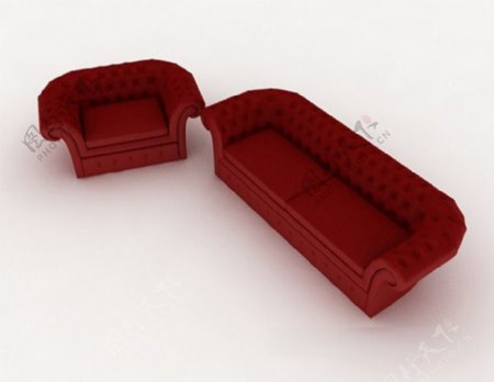 简约红色组合沙发3d模型下载