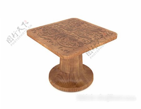 欧式风格传统实木边桌3d模型下载