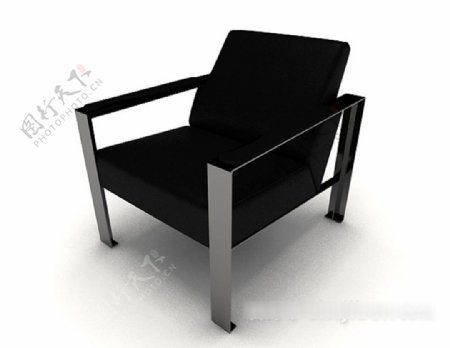 现代黑色个性单人沙发3d模型下载