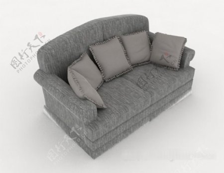 现代灰色系多人沙发3d模型下载