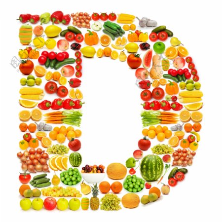 蔬菜水果组成的字母D图片