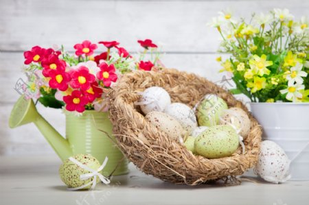 复活节鲜花和彩蛋图片