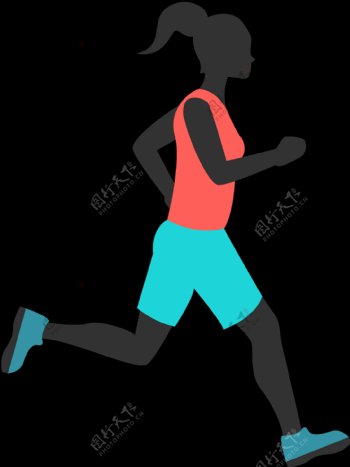 黑人跑步女人免抠png透明图层素材