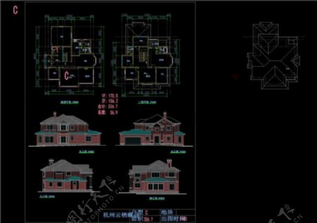 云蝶别墅C方案图cad图纸