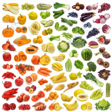 分好颜色种类的蔬菜水果图片