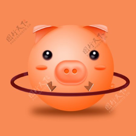 橙色可爱卡通运动猪logo图psd源文件