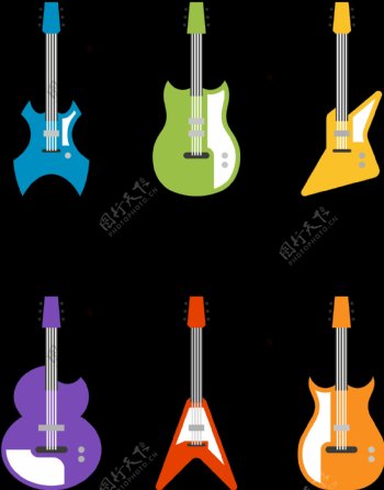 各种形状吉他插图免抠png透明图层素材