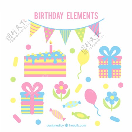 10款彩色生日派对元素矢量素材