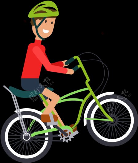 红衣车手骑自行车插画免抠png透明素材