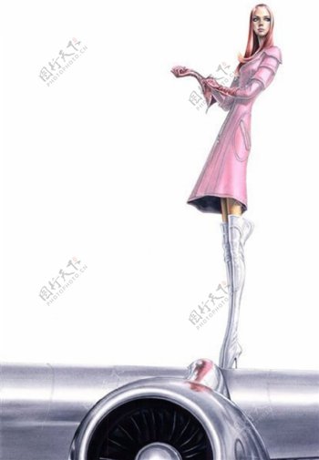 粉色连衣裙设计图